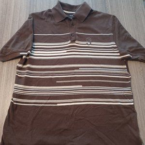 Vintage Sean John Brown Collared 1/4 Button Striped Casual Shirt Men's 2XL